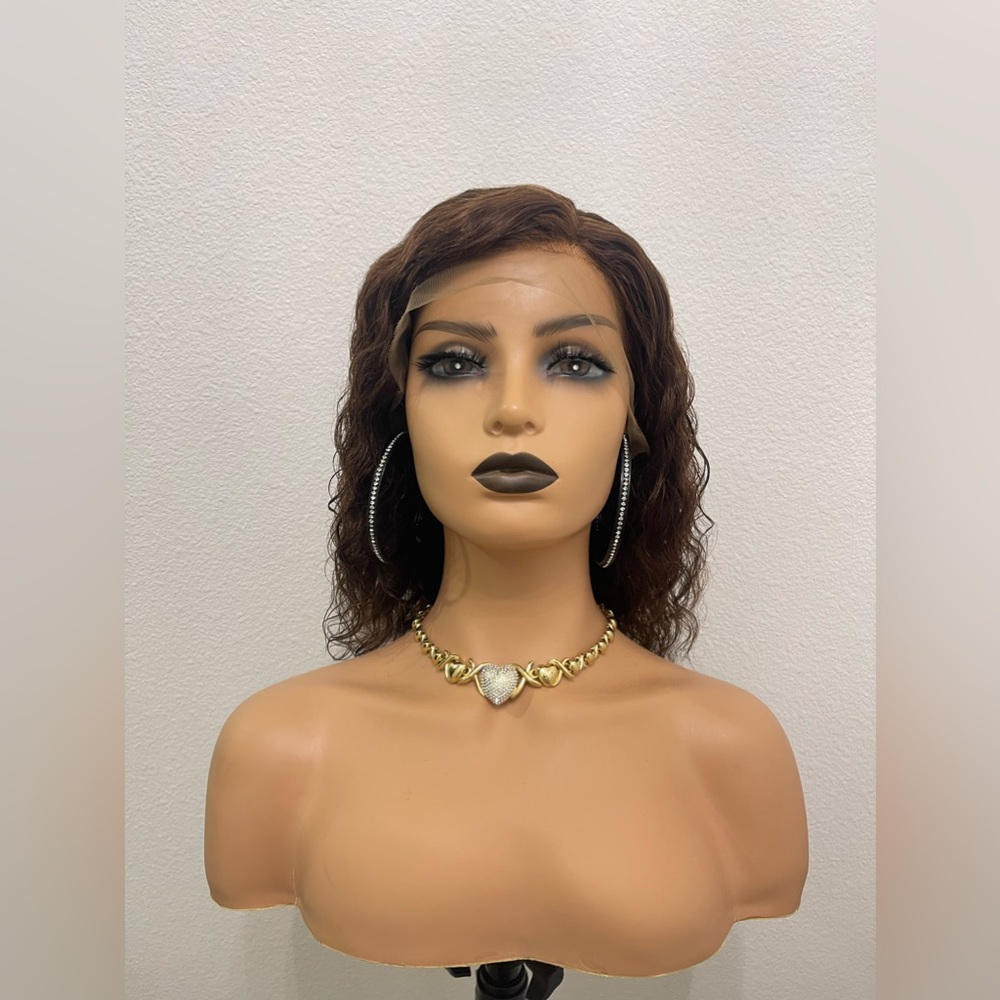 New! Color #4, 12” 13x4 Lacefront, Human Hair Color #4, Wavy Wig